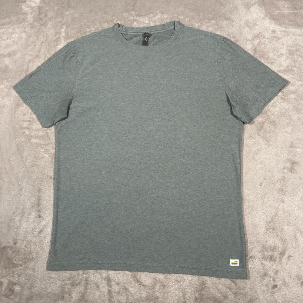 Vuori Strato Tech T-Shirt Mens Large Aqua Green Performance Stretch Gym V126 EUC